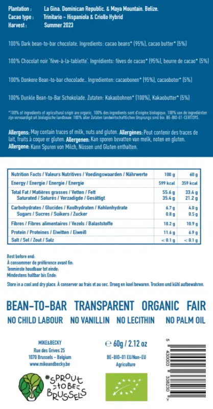 Mike & Becky - Tablette - Caribbean Blend – Pure Cacao 100%