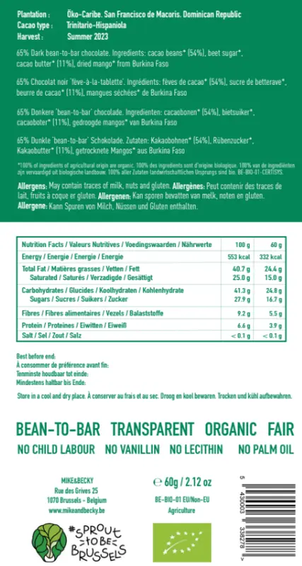 Mike & Becky - Tablette - Juicy Mango 65% - La Gina + Mango - Dominican Republic