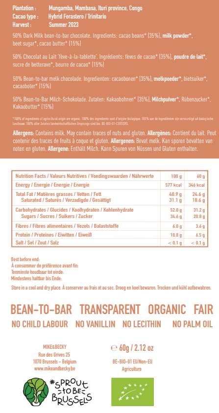 Mike & Becky - Tablette - Mungamba Dark Milk 50% - Congo