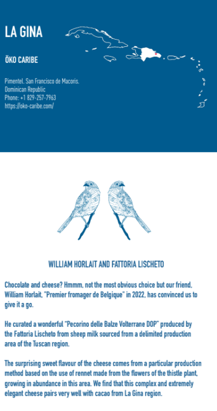 Mike & Becky - Tablette - Pecorino 65% - Dominican Republic