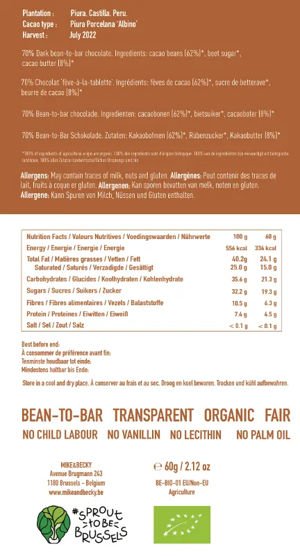 Mike & Becky - Tablette - Piura 70% - Peru