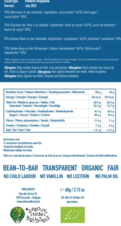 Mike & Becky - Tablette - Short Ground 70% - La Gina - Rustic Texture - Dominican Republic